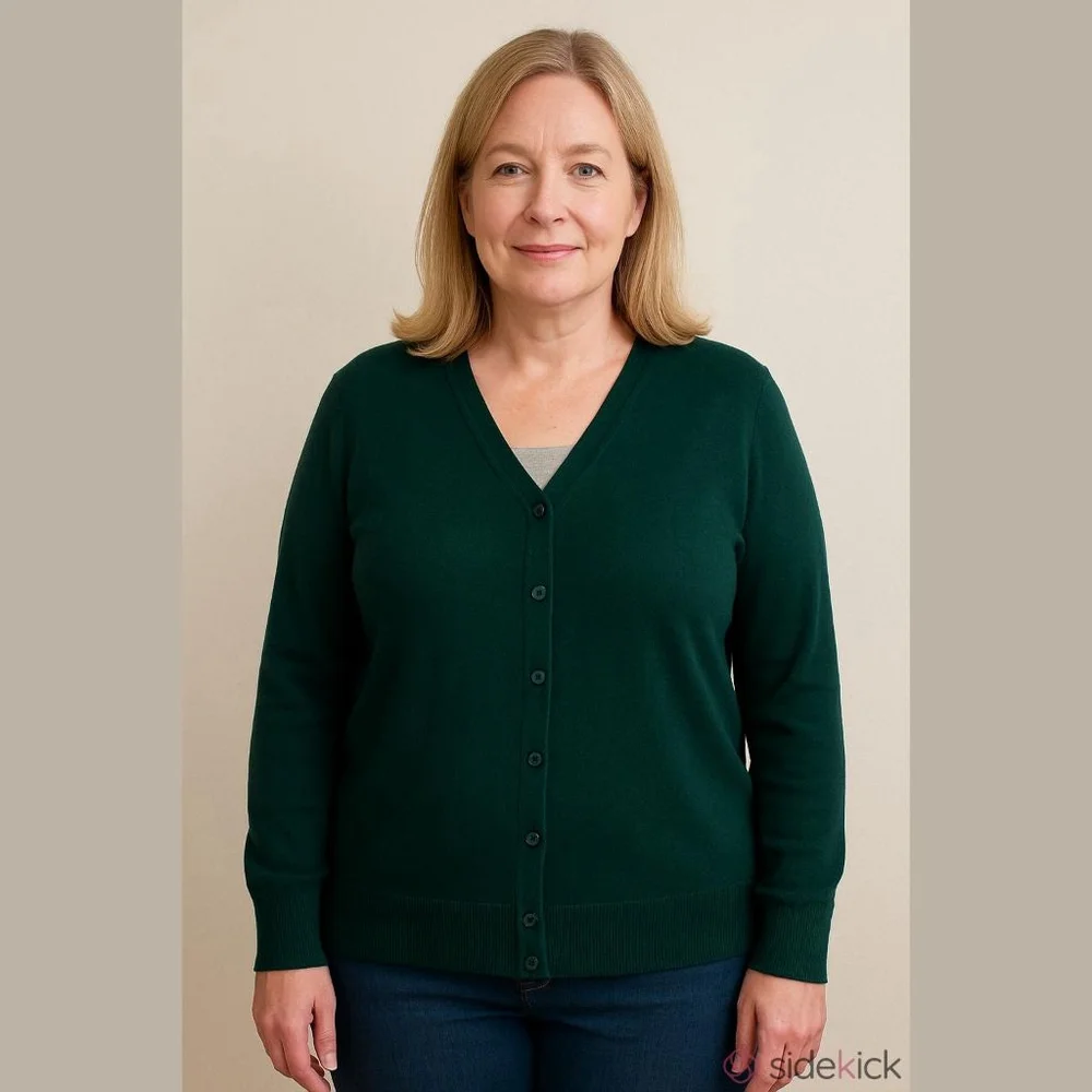 Croft & Barrow Dark Green Cardigan Large Knit